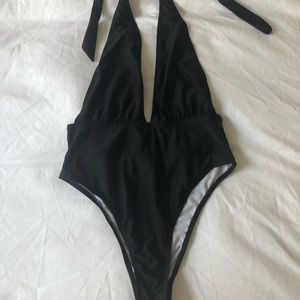 Low V-Neck One Piece Swimsuit